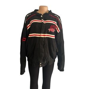 Vintage ESSEX Chevrolet Nascar Racing Embroidered Bomber Jacket Black